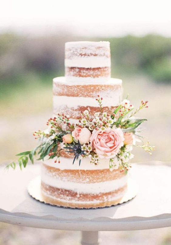 Buttercream Wedding Cake With Flowers Deer Pearl Flowers