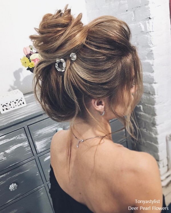 Tonyastylist Wedding Updo Hairstyles For Bride Deer Pearl Flowers 7673