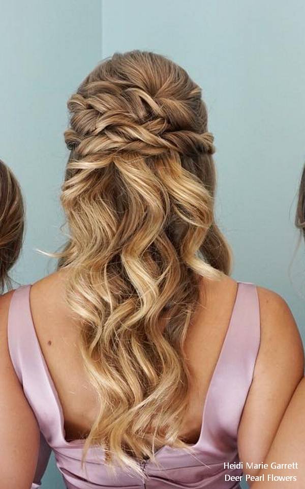 Top 20 Half Up Half Down Wedding Hairstyles From Heidi Marie Garrett Deer Pearl Flowers 6751