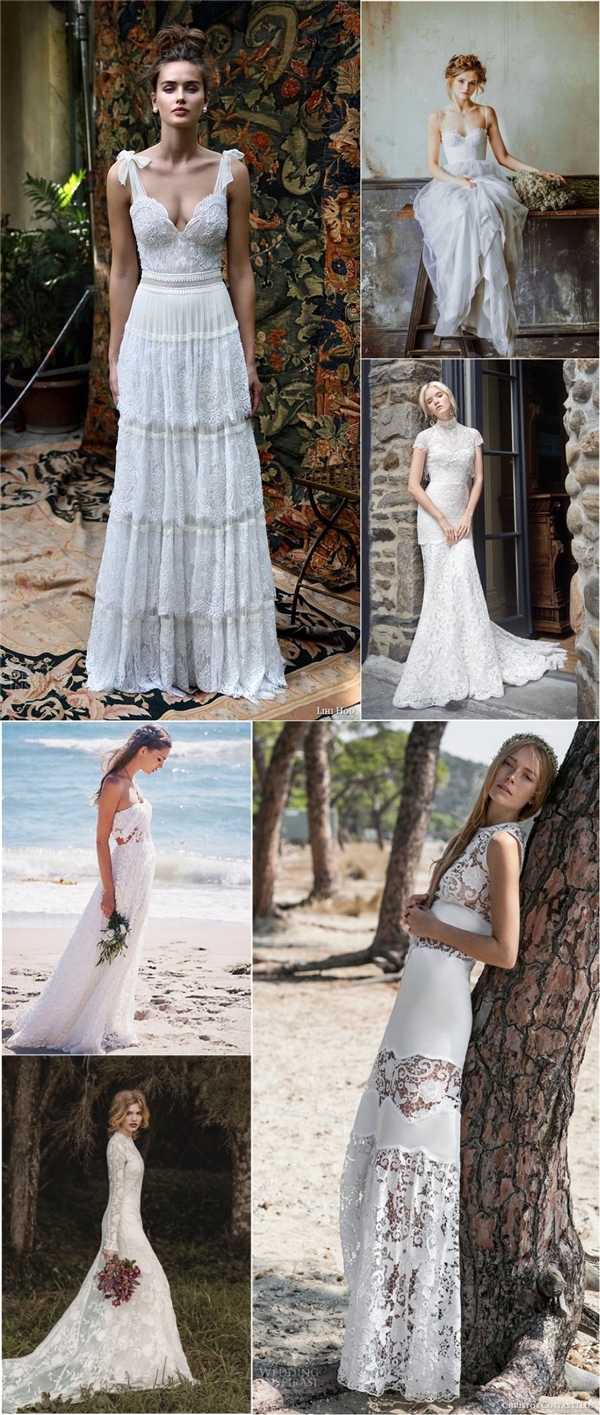 Vintage bohemian wedding dresses boho bridal gowns | Deer Pearl Flowers