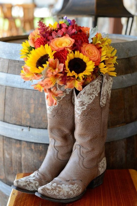 boots with flowers