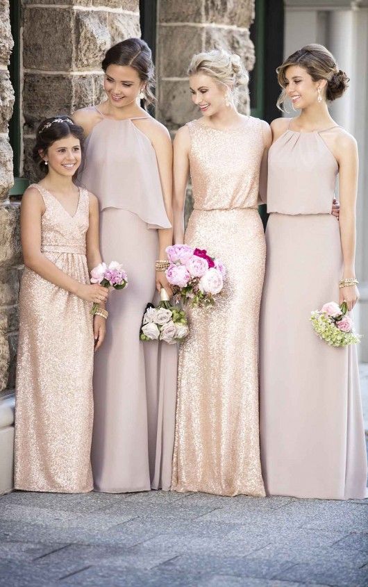 junior bridesmaid dress rose gold sequin
