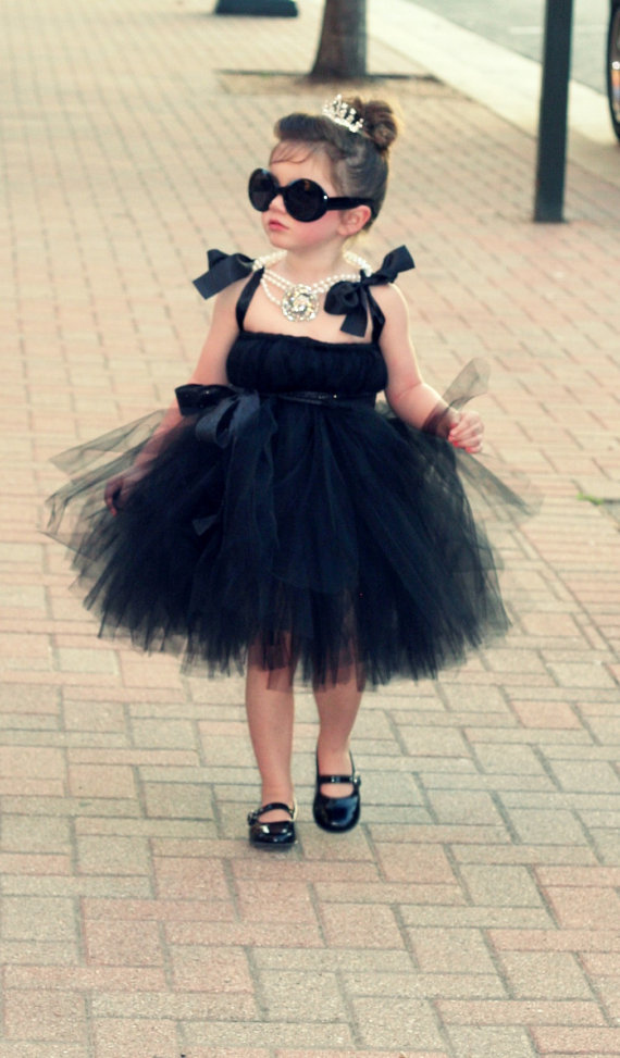 Audrey Hepburn Black Flower Tutu Dress