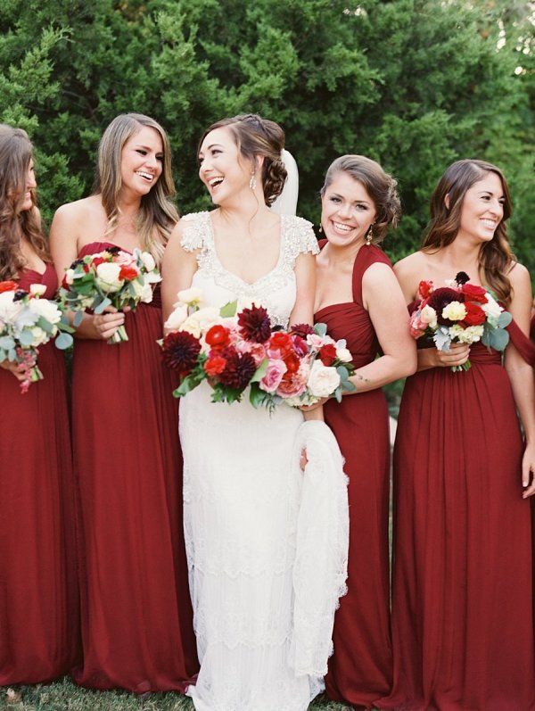 rustic red bridesmaid dresses