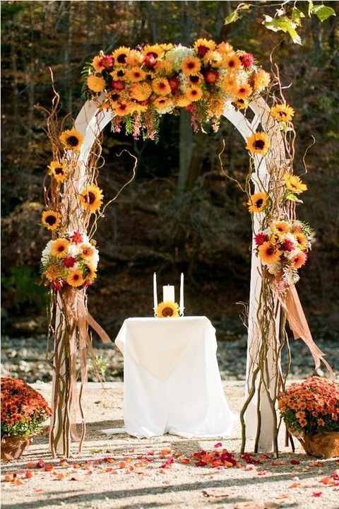 Sunflower Wedding, Country Decor, Wedding Arch, Floral Backdrop, Floral ...