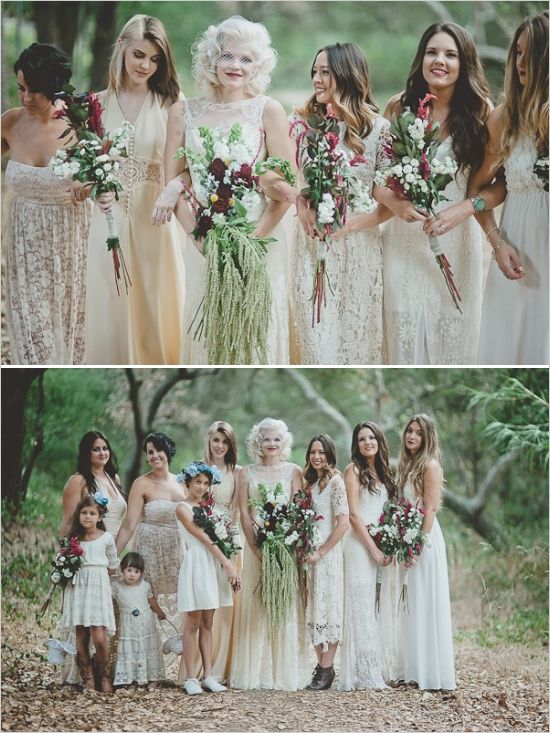 neutral boho bridesmaid dresses