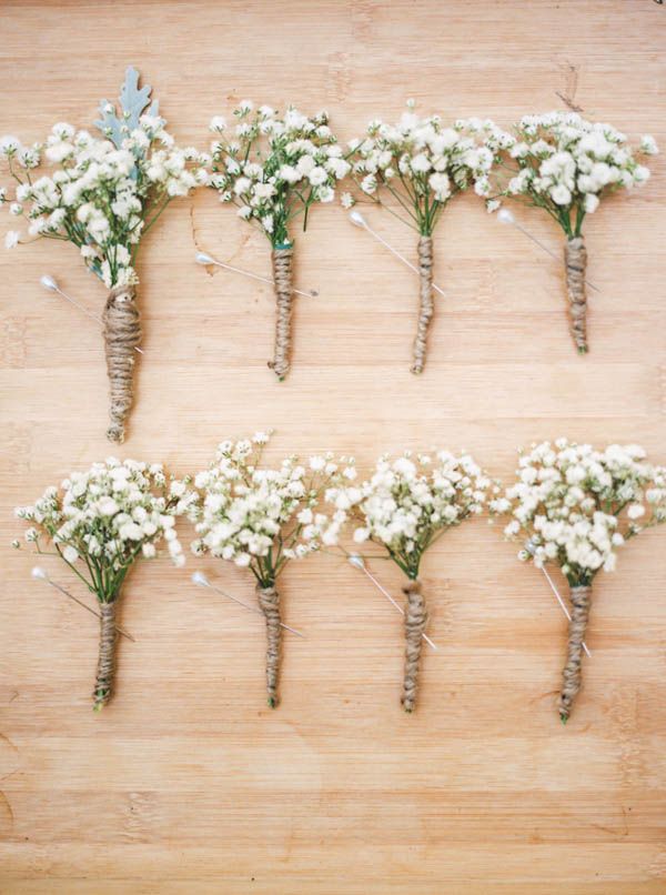 rustic wedding ideas - baby's breath boutonniere or corsage