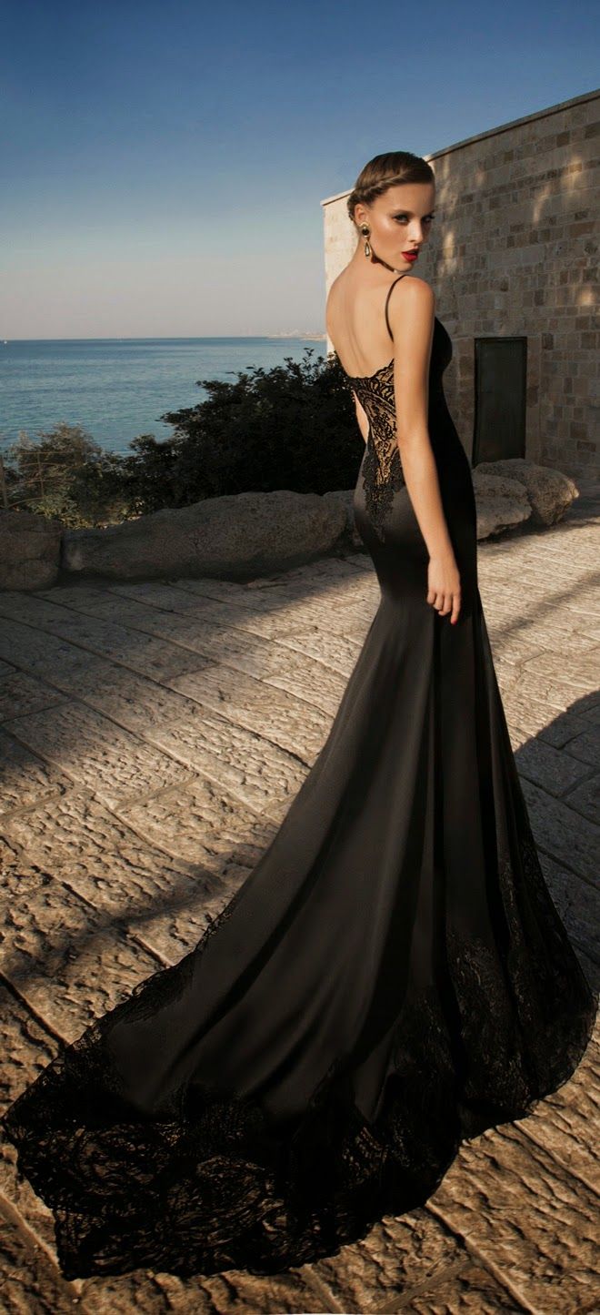 A black, mermaid-style wedding gown