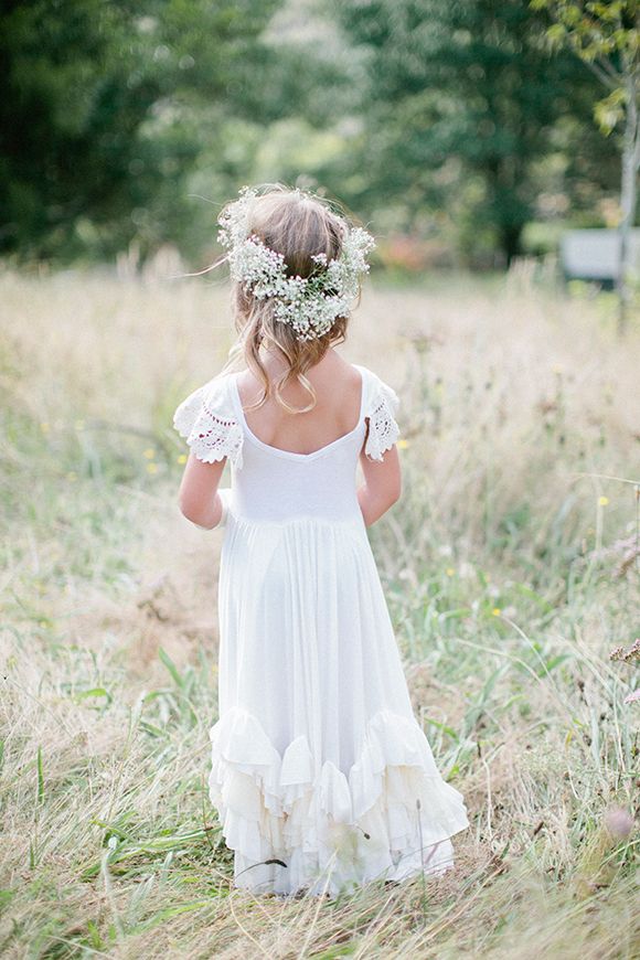 rustic wedding ideas flower girl hairstyle with babys breath crown