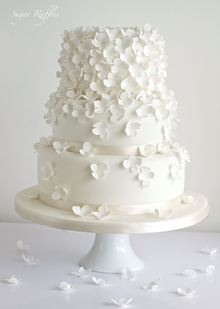 All White Simple Wedding Cake From Sugar Ruffles 