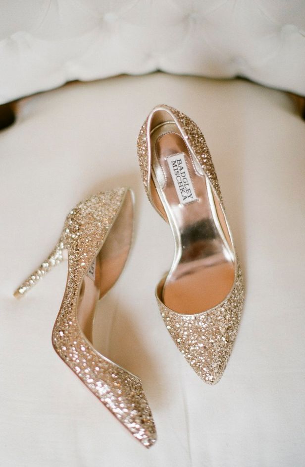 gold sparkly wedding shoes