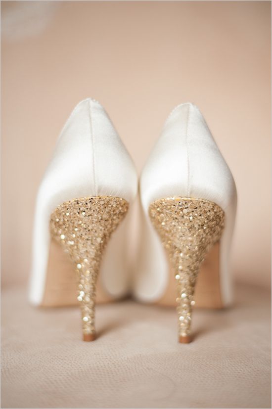 gold wedding heels for bride