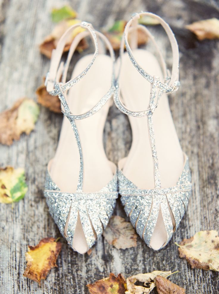 silver sparkly flat wedding shoes