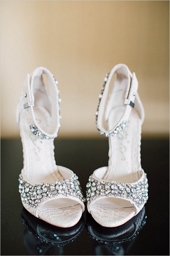 silver sparkly wedding shoes