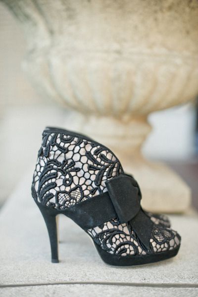 black and white lace shoes