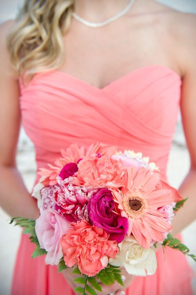 coral pink bridesmaid dress