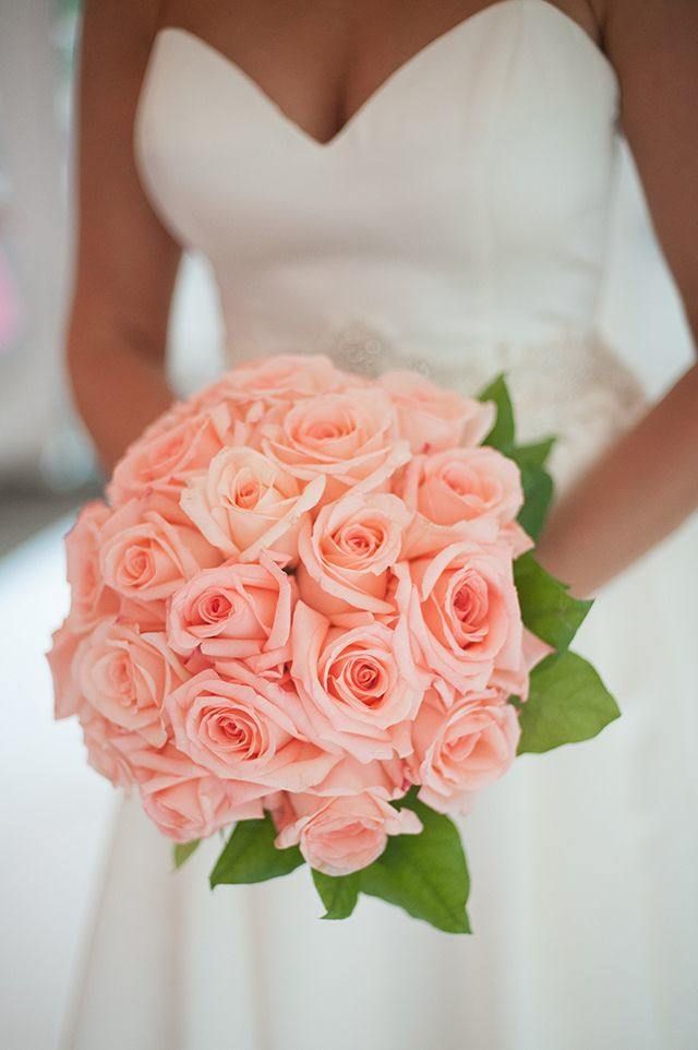 coral roses bridal bouquet