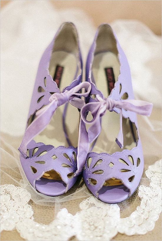 purple wedding pumps