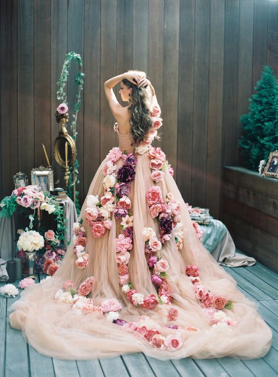 Buy > wedding dress pink flowers > in stock