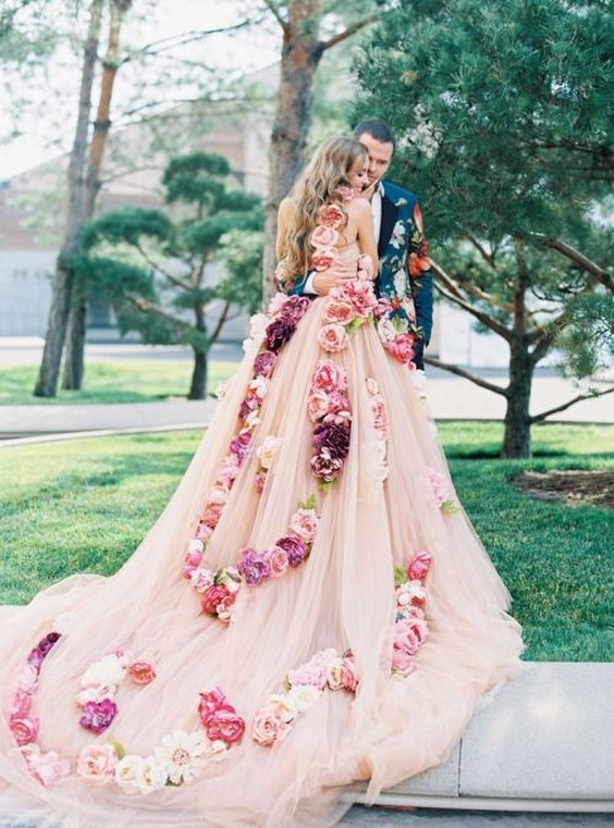 wedding dresses with flowers on them