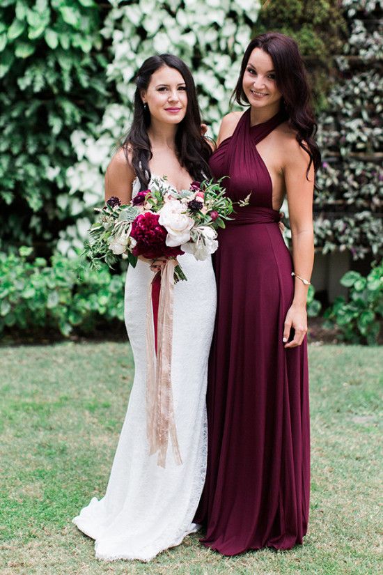 wedding dresses with maroon accents