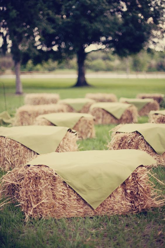 Rustic Country Wedding Hay Bale Seating Deer Pearl Flowers