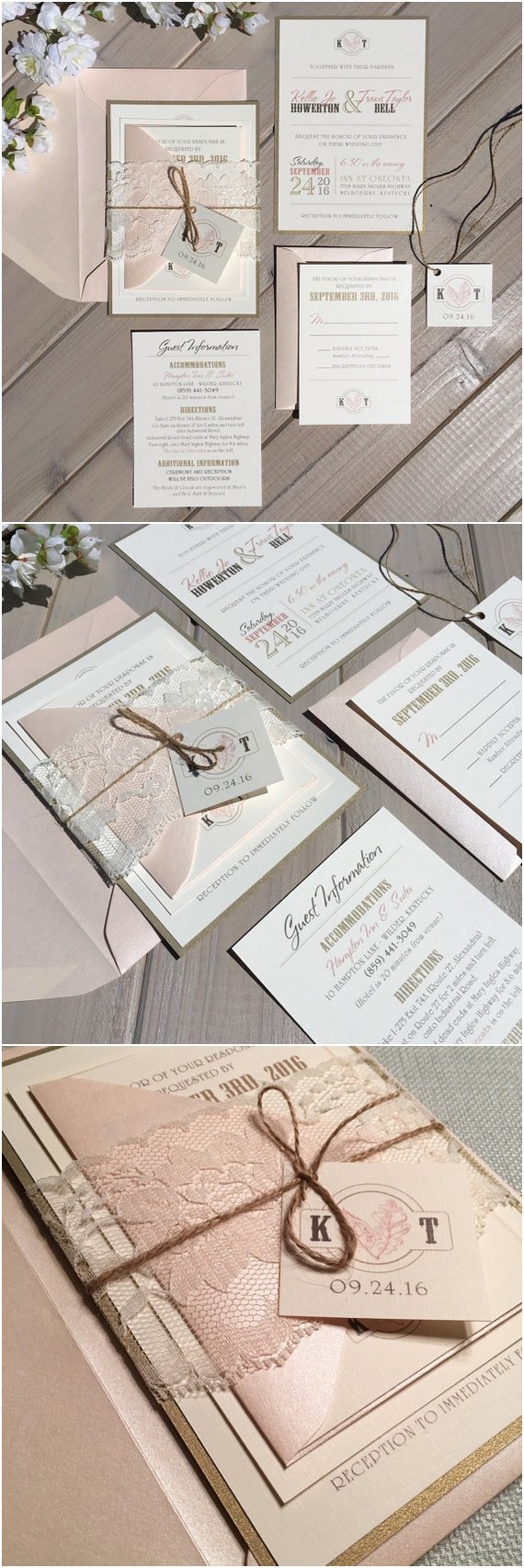 Blush and Gold Wedding Invitations | Deer Pearl Flowers