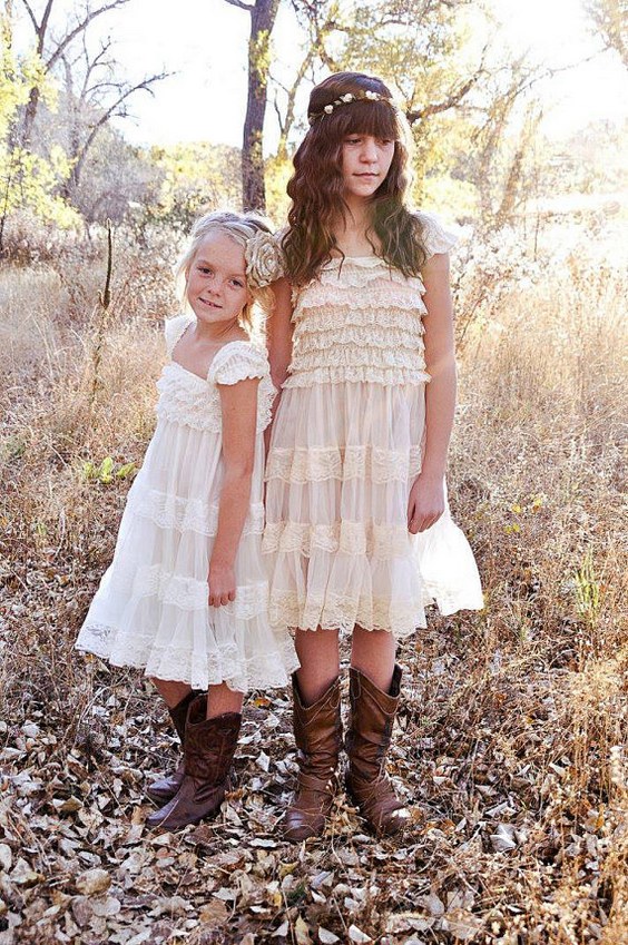 country flower girl dresses with boots