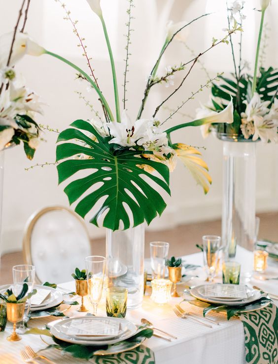 2018 Trend: Tropical Leaf Greenery Wedding Decor Ideas | Deer Pearl ...