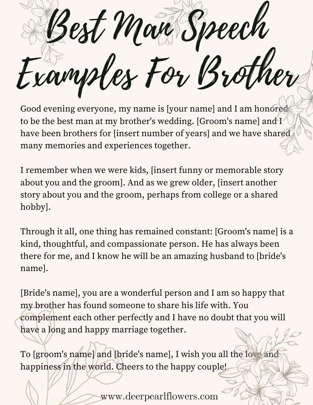 best man speech by brother examples