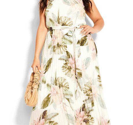 Ivory Barbados Plus Size Maxi Dress for Wedding Guest | Deer Pearl Flowers