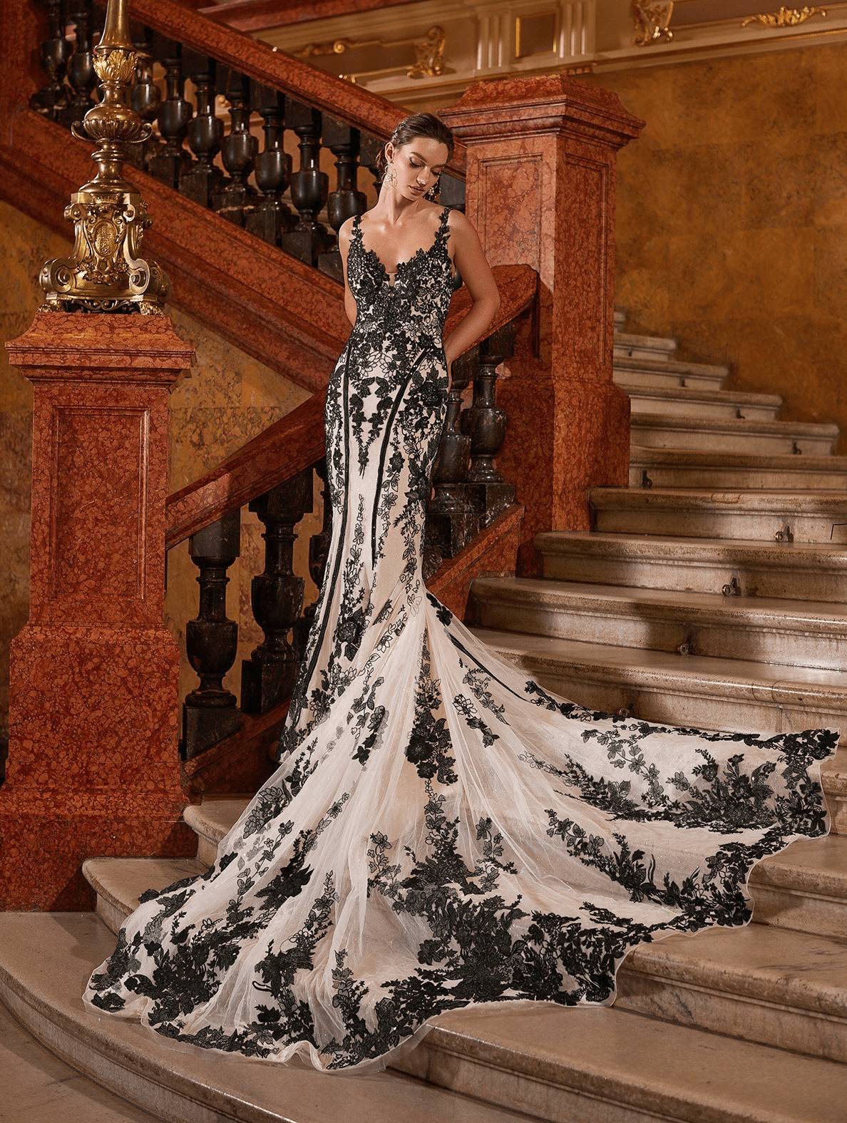 25 Black And White Wedding Dresses 2024 Deer Pearl Flowers