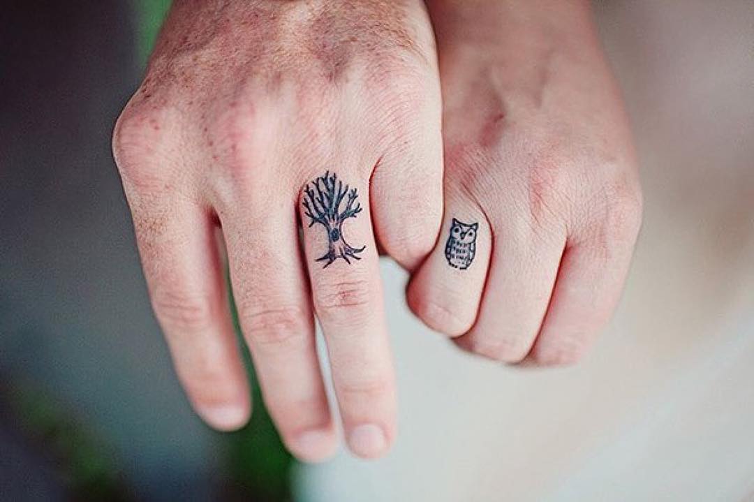 Nature Inspired soulmate wedding ring tattoos