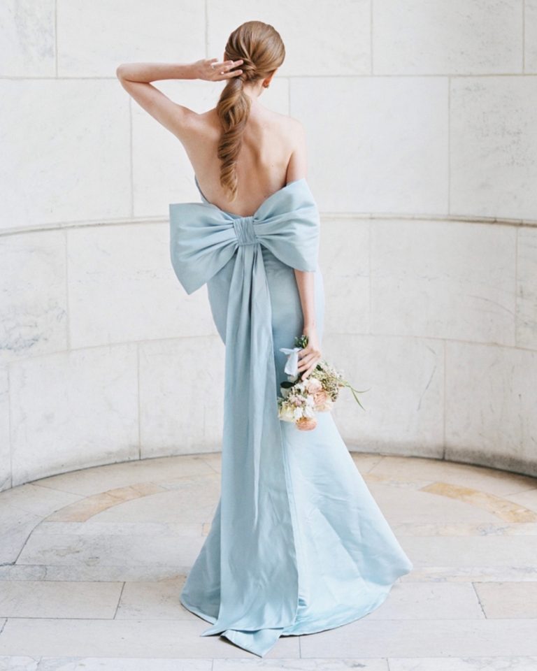 Blue Wedding Dresses Trumpet Simple Backless With Bow 768x960 