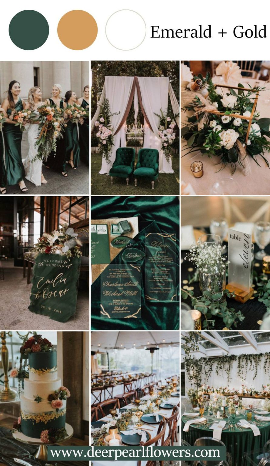 25 Emerald Green and Gold Wedding Theme Ideas 2024