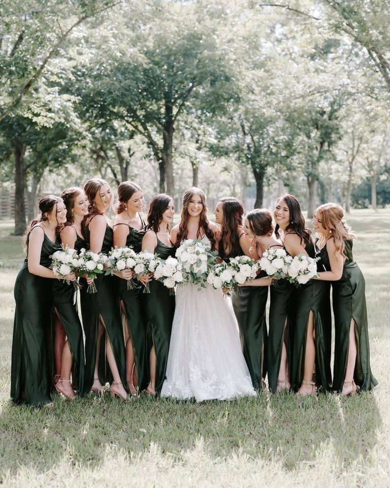 Emerald Green Satin Bridesmaid Dresses 768x960 
