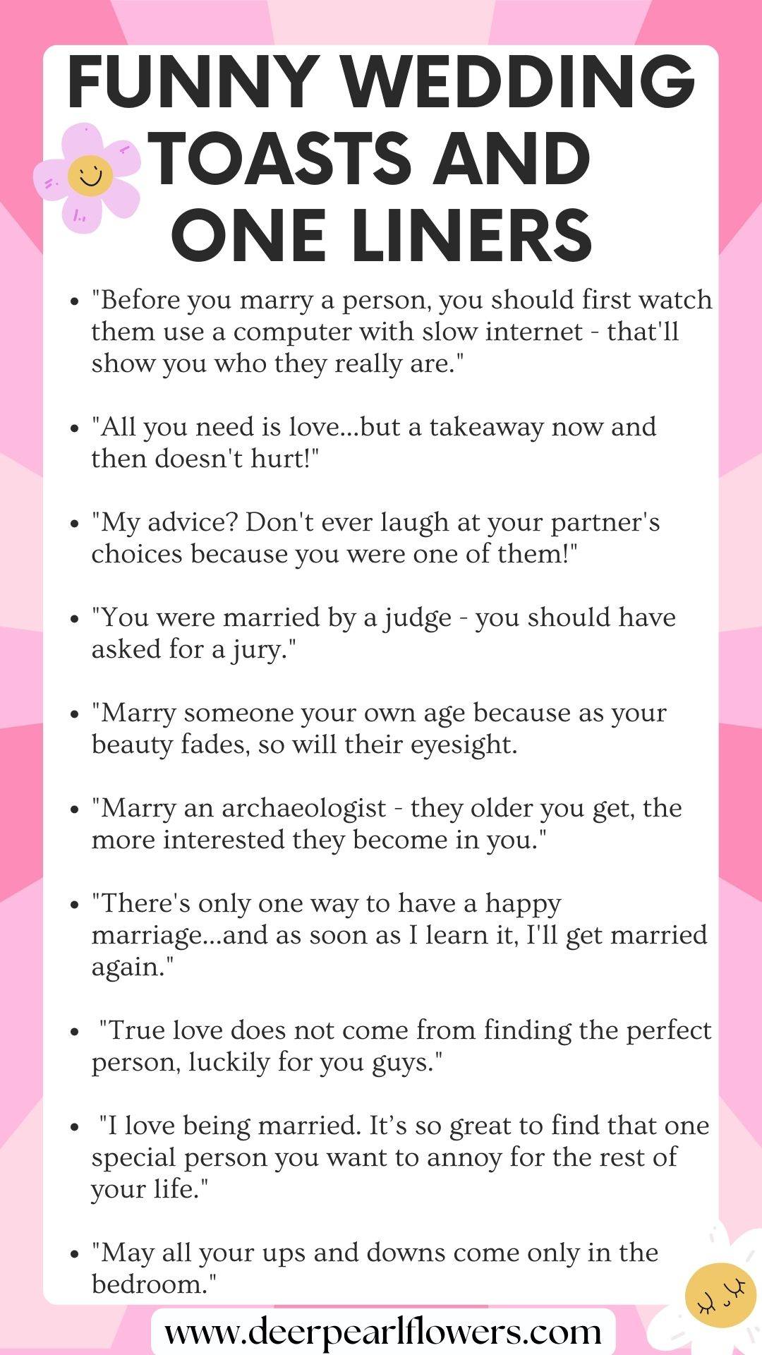 55 Funny Wedding Toasts Samples And One Liners 2024