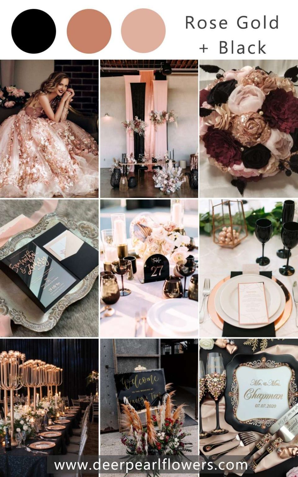 ️🖤 20 Rose Gold and Black Wedding Theme & Color Ideas 2024