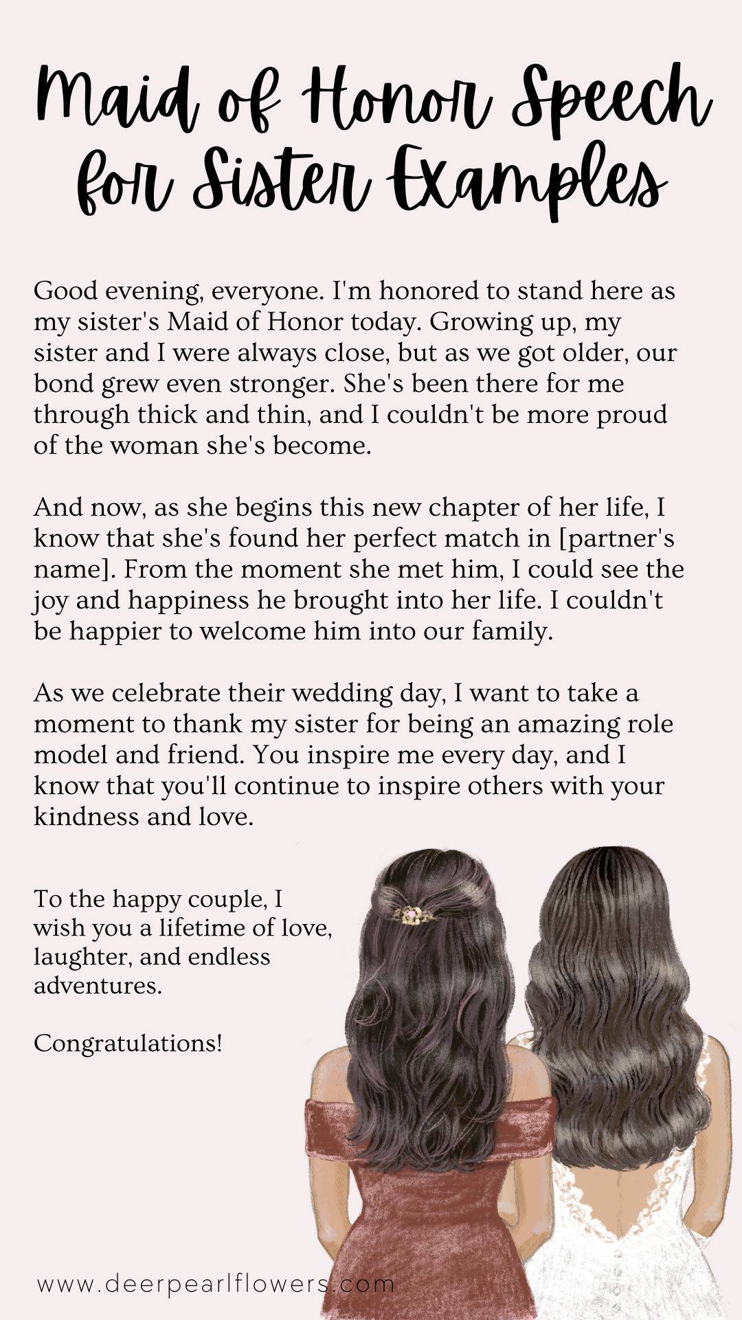 how to write maid of honor speech sister