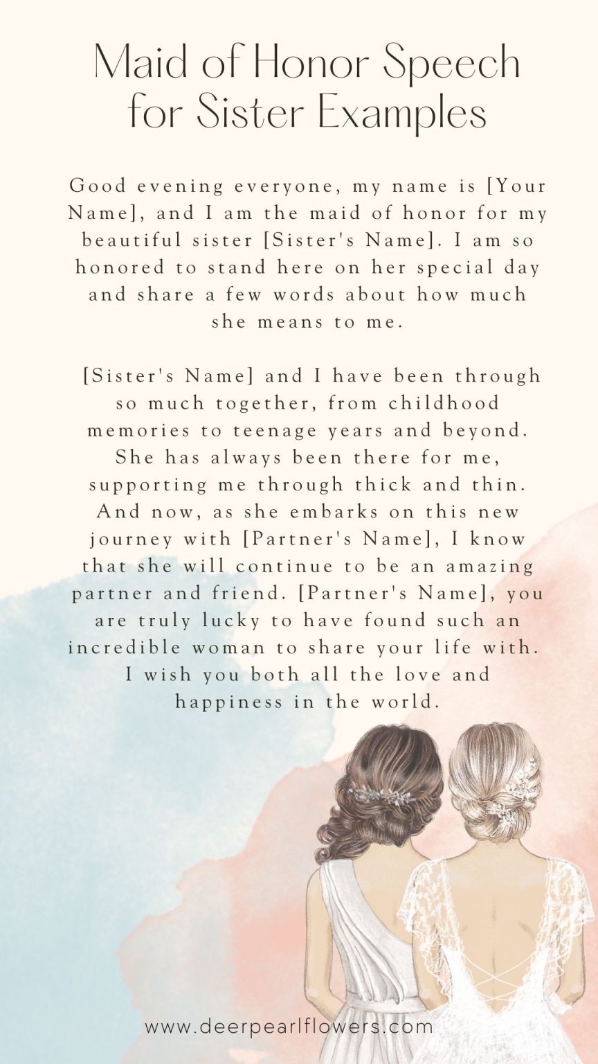 20+ Heartfelt Maid of Honor Speech for Sister Examples 2024