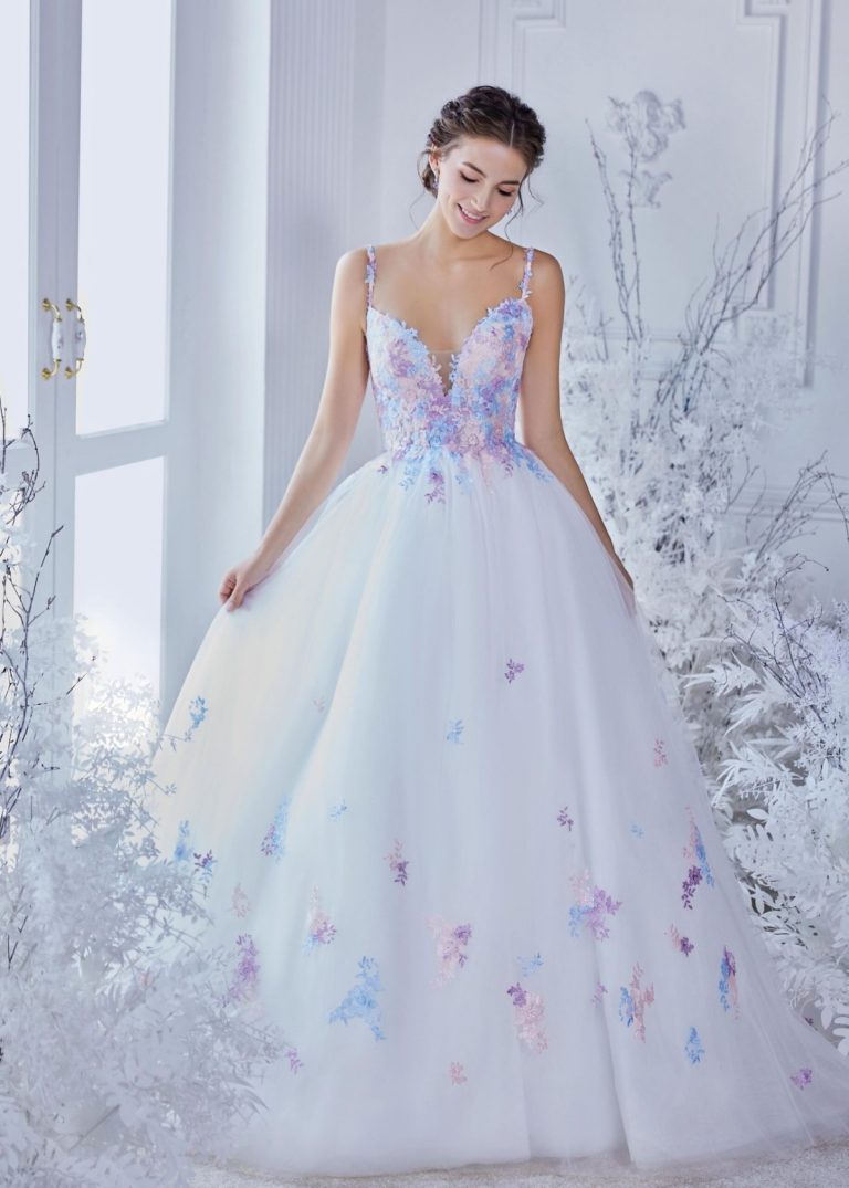 Light Blue And Purple Ball Gown Wedding Dresses 768x1075 