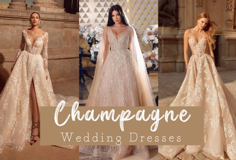 25 Champagne Wedding Dresses For 2024 With Tips   Champagne Wedding Dresses 768x523 