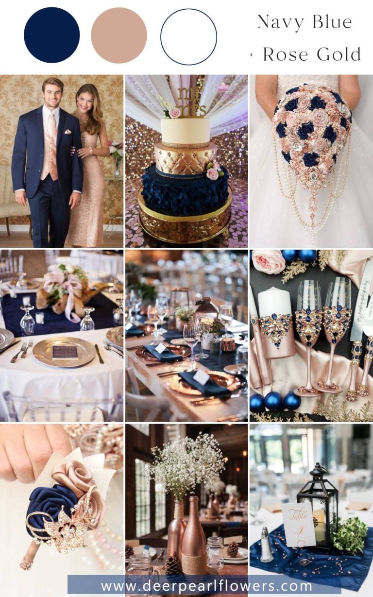 Top 10 Rose Gold and Navy Blue Wedding Theme Ideas