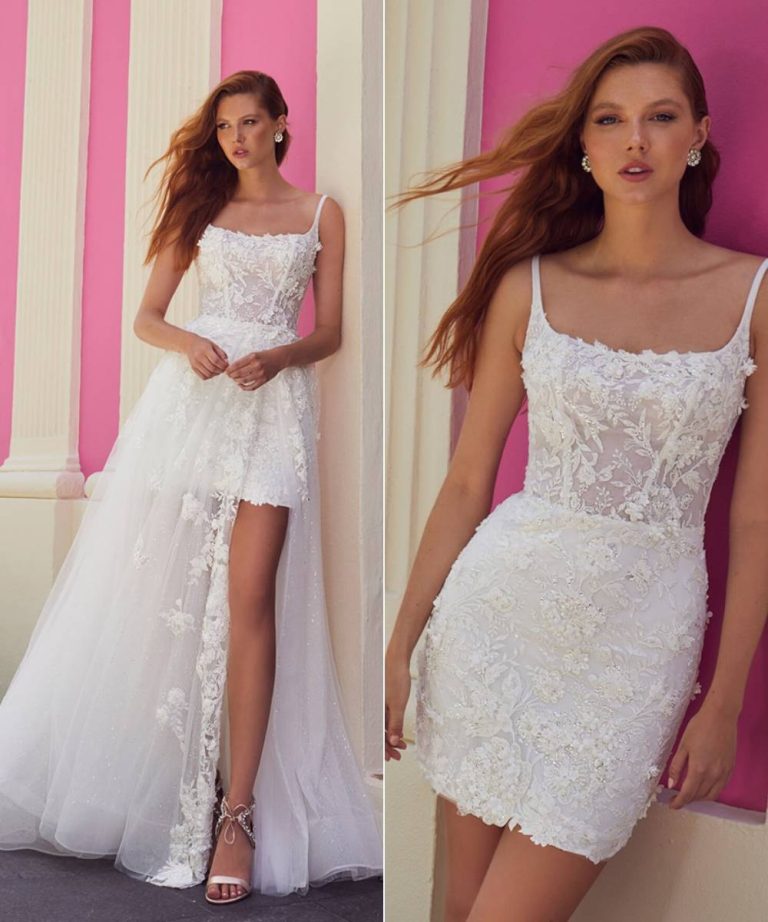 Short Aline Wedding Dress With Detachable Skirt 768x922 