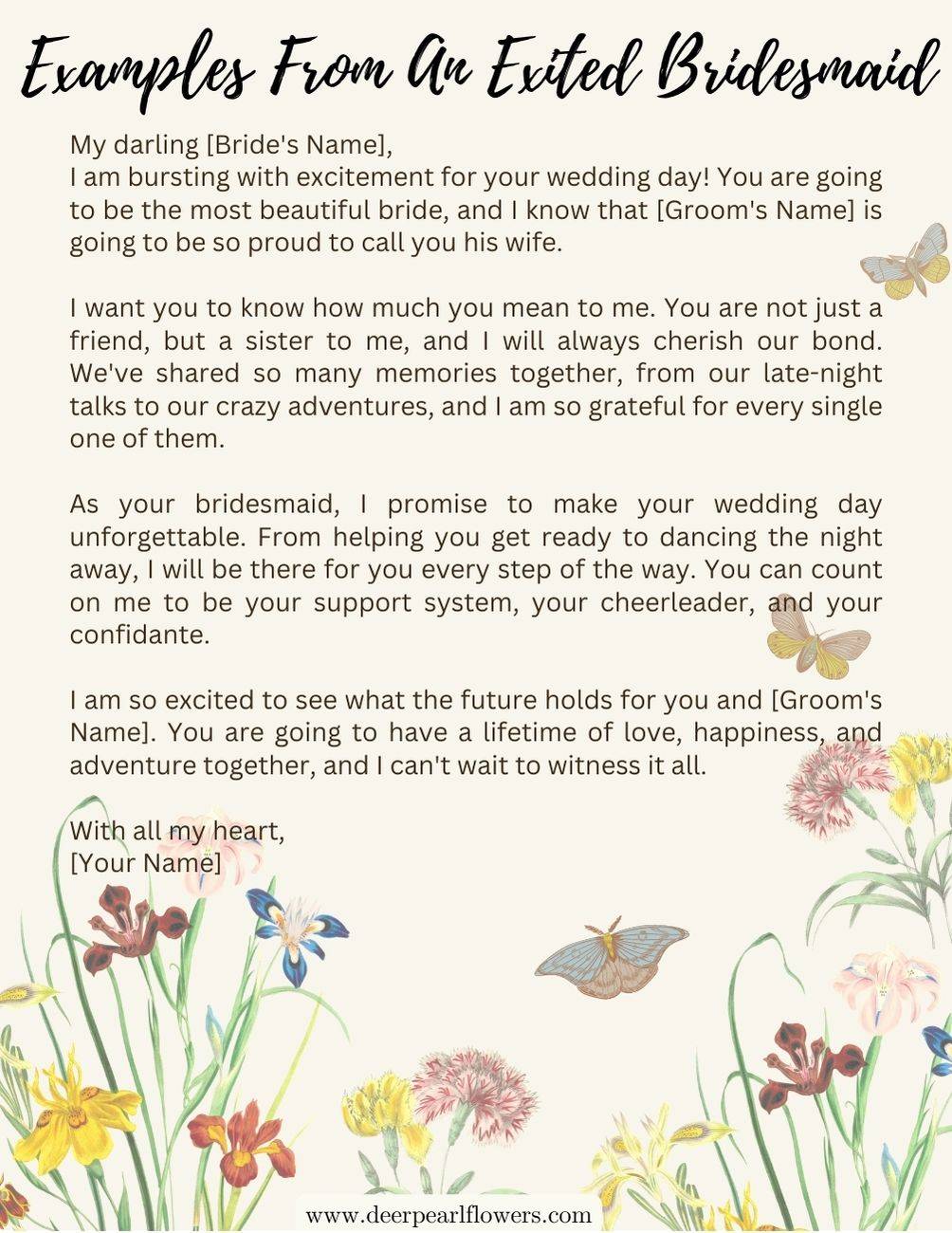 Best Letter To Bride From Bridesmaid Examples Tips
