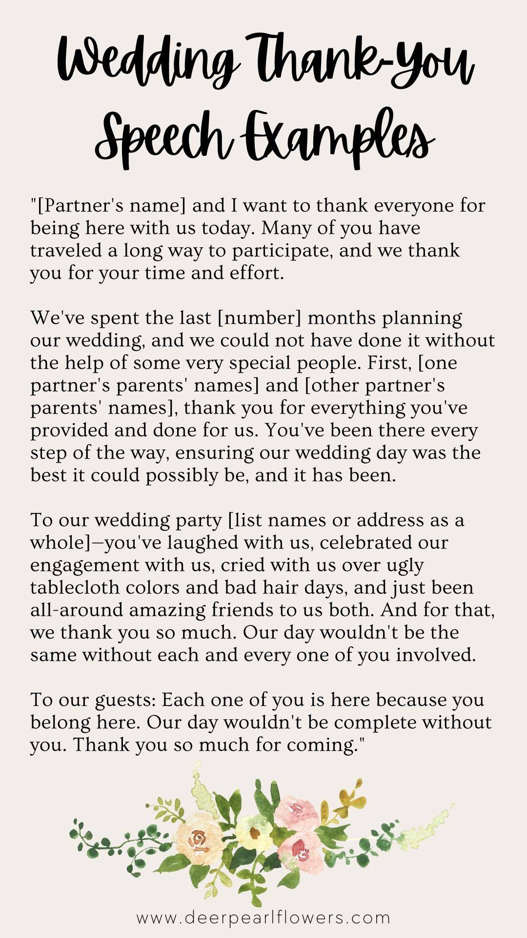 how to write a thank you speech for wedding